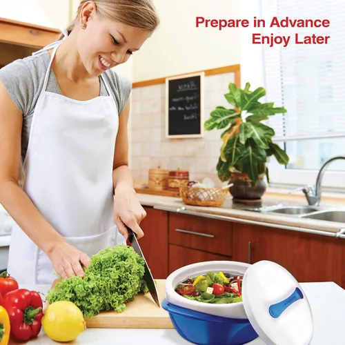 Vista 5 de Pinnacle Cazuela Grande Aislada con Tapa 3.6 qt. Elegante Calentador/Enfriador de Comida Olla Caliente, Cuenco Térmico para Servir Sopa/Ensalada