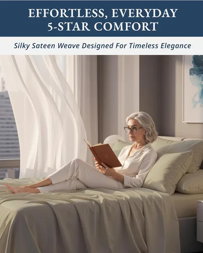 Vista 47 de LANE LINEN - Sábanas individual 100% algodón egipcio suave, cómodo y grueso de calidad de hotel, costuras reforzadas totalmente elásticas, sin