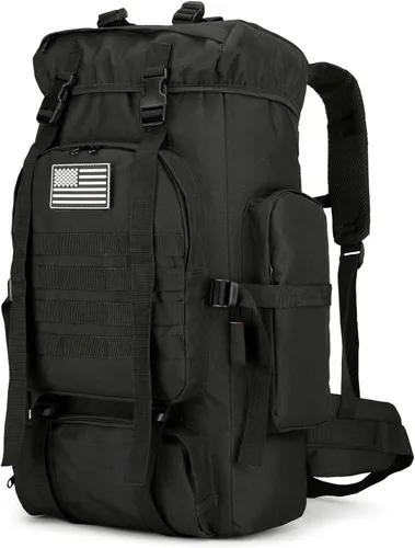Mochila de senderismo 45L Mochila de camping Mochila militar Molle para viajes al aire libre, Negro -, Mochilas de mochila