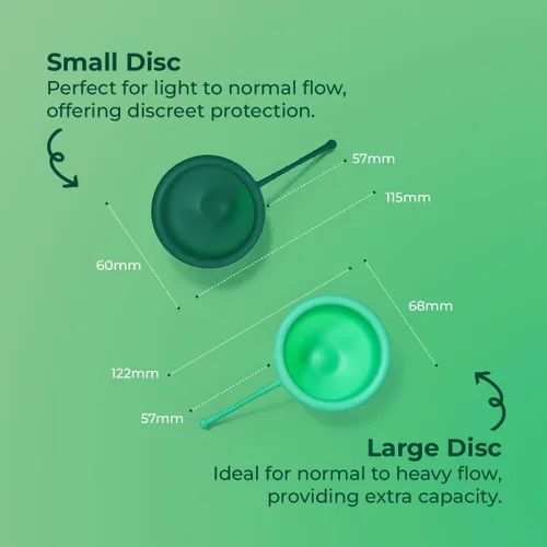 Vista 5 de Shordy Disco menstrual (paquete de 2) con esterilizador eléctrico, kit de inicio de disco de período reutilizable pequeño y grande, protección sin