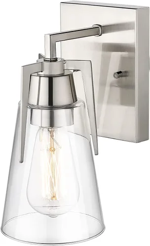 Vista 9 de EAPUDUN WLA1395-MBK - Accesorios de iluminación de baño vintage sobre espejo, 1 luz moderna luces de tocador con acabado negro, aplique de pared