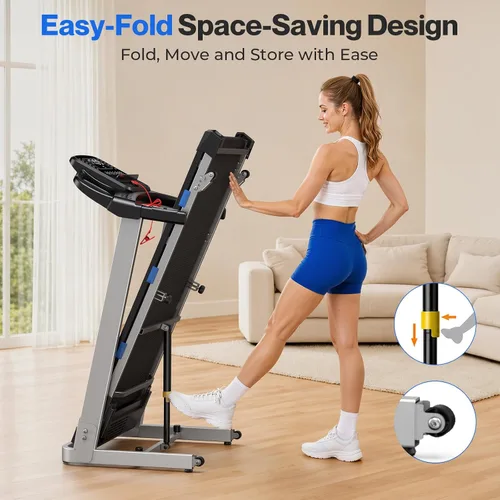 Vista 8 de Cardirun Cintas de correr plegables para el hogar con 10% de inclinación