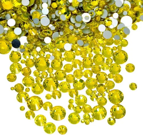 Vista 38 de AD Beads - 1440 piezas de cristales de imitación de calidad con pegamento de tamaños mixtos, parte posterior plana, redonda, gemas de cristal