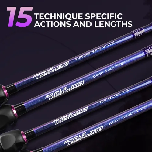 Vista 7 de KastKing Royale Legend Pro Technique Bass Fishing Rods, KastFlex IM7 Graphite Blanks, 2-Piece Rod with Extra Tip, SlipLock Technology Handles, PTS