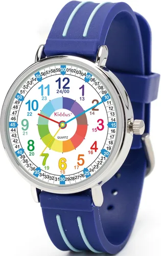 Vista 26 de Relojes Kiddus para niños y niñas de 6 a 12 años, didácticos, de cuarzo analógico con ejercicios. Movimiento de cuarzo japonés. Fácil de leer