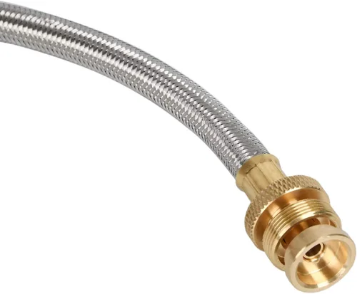Vista 2 de GGC Manguera adaptadora de propano trenzada de acero inoxidable de 4 pies, convertidor de 1 lb a 20 lb para tanque QCC1/tipo 1 LP a parrilla