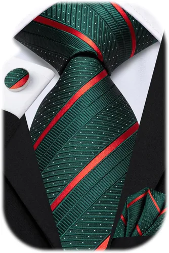 Vista 29 de Hi-Tie Corbatas de seda para hombre con estampado de cachemira, conjunto de corbata cuadrada, pañuelo de bolsillo y gemelos para negocios formales