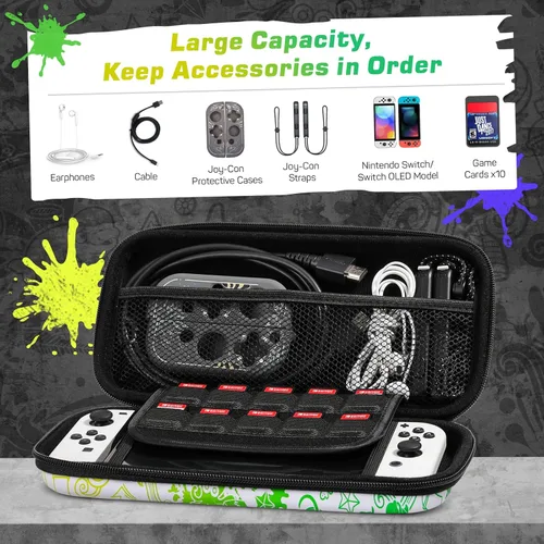 Vista 3 de MoKo Funda de transporte para Nintendo Switch modelo OLED Nintendo Switch carcasa rígida portátil de viaje con 10 ranuras para tarjetas de juego