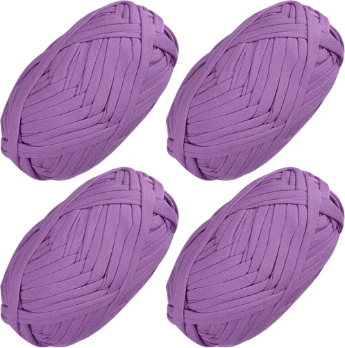 Vista 14 de SIMEIQI 2 piezas de tela elástica para camisetas, hilo de crochet para tejer DIY, hilo de punto grueso tipo espagueti para proyectos de bolsos