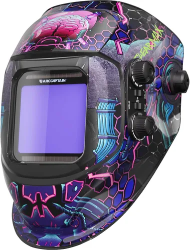 Vista 11 de ARCCAPTAIN - Casco de soldadura a color real, pantalla 3.93 × 3.66, oscurecimiento automático, capucha solar 4 sensores de arco, sombra 4/5-9/9-13