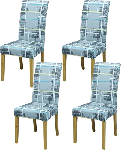 Vista 47 de Fundas para Sillas de Comedor, Juego de Fundas para Sillas de Comedor de 4 Piezas, Fundas Elásticas para Sillas de Cocina, Fundas para Sillas