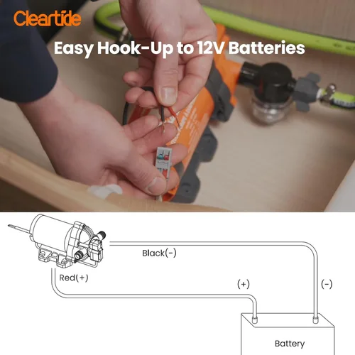 Vista 7 de Cleartide Bomba de Diafragma de Agua DC, 12V, 3.3 GPM, 50 PSI, Autocebante 10FT, Autodiagnóstico y Protección contra Funcionamiento en Seco
