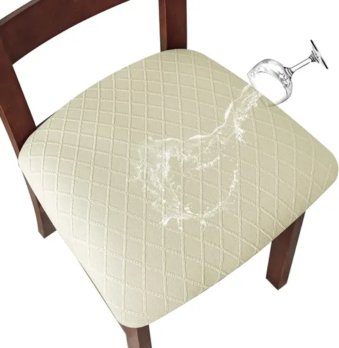 Vista 12 de Genina Fundas de asiento impermeables para sillas de comedor, fundas de sillas de comedor, fundas de sillas de cocina (gris, 6 piezas)