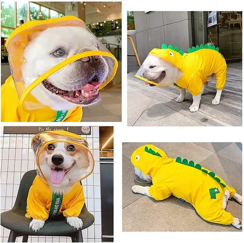 Vista 5 de HeyElf - Chubasquero impermeable para perros pequeños para perros pequeños, impermeable para perro, poncho, cachorro, con capucha ligera