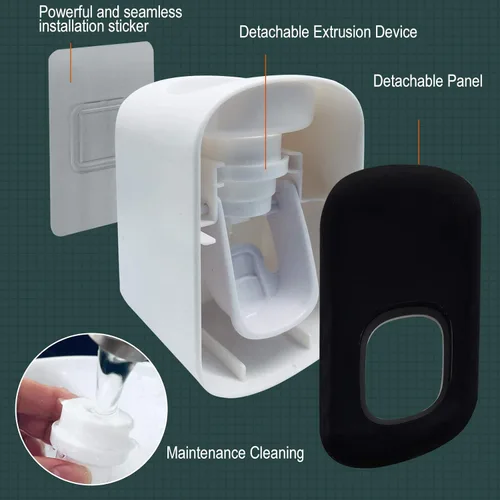 Vista 4 de Dispensador de pasta de dientes, exprimidor automático de pasta de dientes para niños y adultos, soporte de pasta de dientes manos libres montado