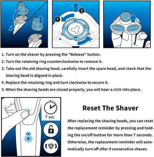 Vista 5 de Durimi Conjunto de cabezal completo de repuesto para afeitadoras Philips Norelco Series 5000