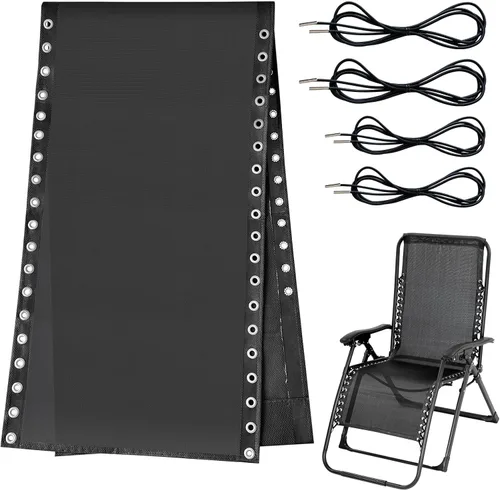 Tela de Repuesto para Silla de Gravedad Cero con Kit de Cordón Elástico, Paño de Reparación de 17 Pulgadas de Ancho con Cordón de Reemplazo para