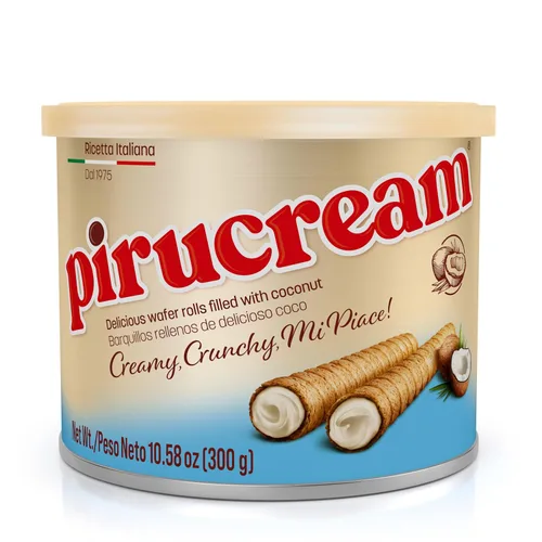 Vista 12 de Pirucream Obleas enrolladas con crema de chocolate y avellanas, hechas con cacao 100% orgánico, receta italiana desde 1975, 0.00 oz de grasa trans