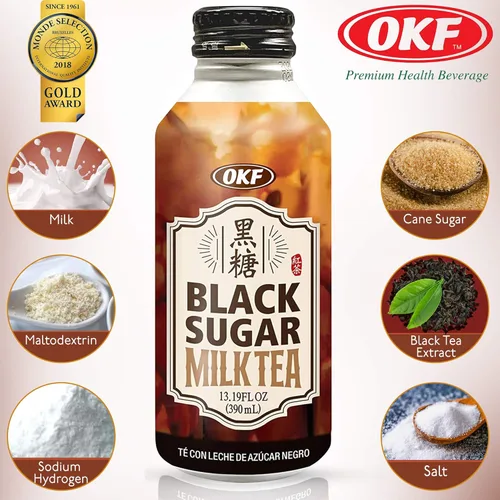 Vista 3 de OKF Té con leche de azúcar negro, Boba' s Perfect Partner. 13.19 onzas líquidas (té negro, paquete de 6)