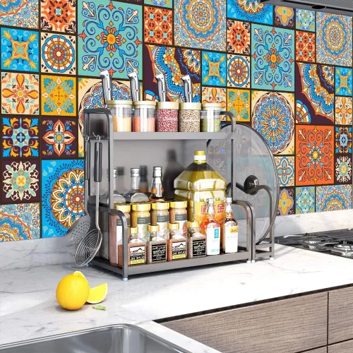 Vista 4 de AILEGOU Juego de 20 calcomanías para azulejos de despegar y pegar, vinilo impermeable, autoadhesivo, removible, para baño y cocina, 6 x 6 pulgadas