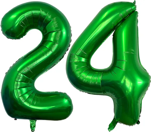 Vista 9 de Globos de color verde oscuro con el número 10 de 40 pulgadas, globos de helio de papel de aluminio de 10 pulgadas para decoración de eventos de 10º