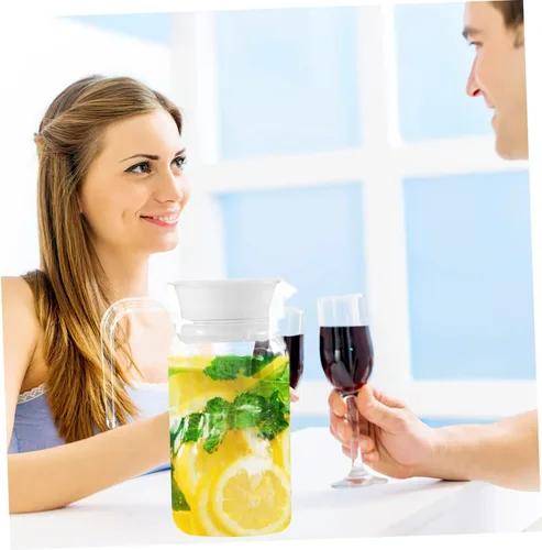 Vista 9 de Jarra de agua de vidrio Jarra de agua fría Botella de jugo de botella de té de vidrio a rayas