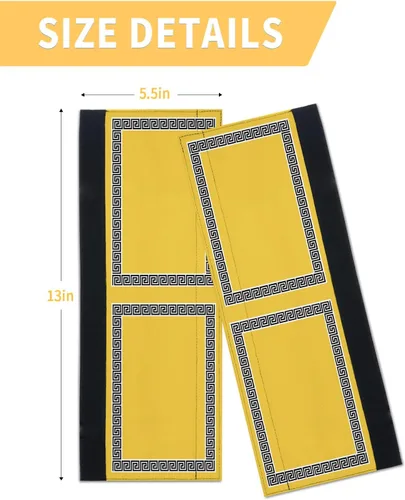 Vista 6 de Juego de 2 fundas para manijas de puerta de refrigerador amarillas y negras para lavavajillas, microondas, horno, nevera, estufa, electrodomésticos