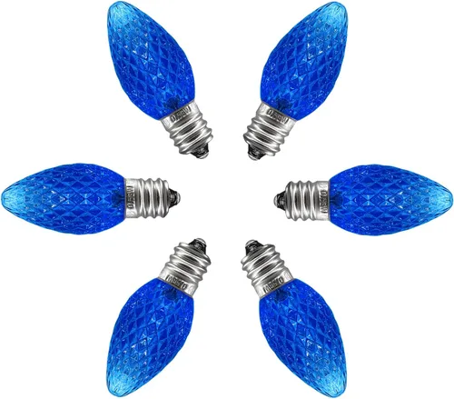 Vista 2 de caja de 25 bombillas LED C7 de repuesto para guirnalda de luces, de grado comercial, 120 V SMD LED, para bases E12