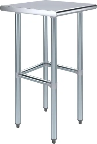 Vista 21 de AmGood Mesa de Trabajo de Acero Inoxidable Base Abierta Isla de Cocina NSF Preparación de Alimentos Banco de Utilidad para Lavandería Garaje