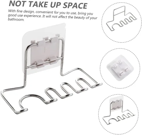 Vista 4 de Soporte para cepillo de dientes y pasta de dientes, soporte de pared de acero inoxidable, diseño elegante, no necesita clavos para el baño