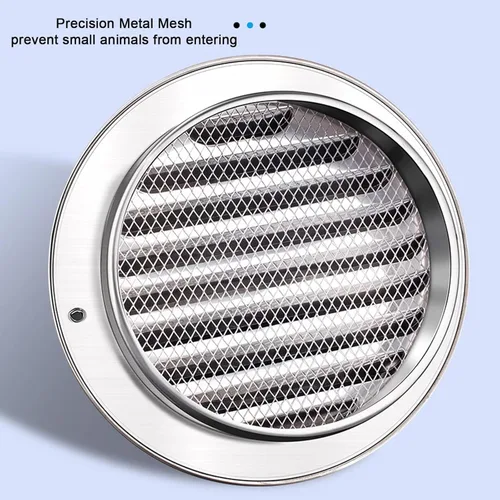 Vista 8 de Tapa redonda de acero inoxidable 304 para ventilación de aire, tapa de ventilación de conductos, tapa protectora de combustión, campana extractora