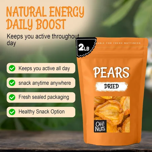 Vista 5 de Oh! Nuts Dry Pears California – Peras en rodajas – 2 libras – Peras deshidratadas – Peras secas sin azúcar añadido – Empaquetado en bolsa con cierre