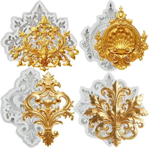 Vista 11 de Molde de silicona para fondant de encaje de estilo barroco, molde de filigrana esculpido en 3D, para decoración de pasteles, decoración de cupcakes