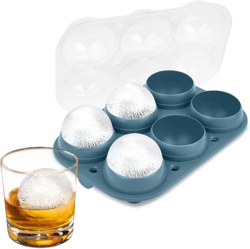 Vista 11 de Samuelworld - Gran molde para bolas de hielo con tapa, bolas de hielo de 6 x 2,5 pulgadas - Sin BPA, bandeja de hielo redonda de silicona fácil
