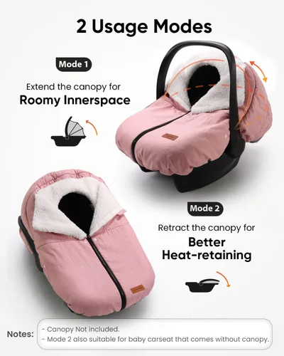 Vista 2 de TinlyFinly Funda de Asiento de Coche de Invierno para Asiento de Coche y Silla de Paseo para Bebé, Capota de Asiento de Coche para Clima Frío