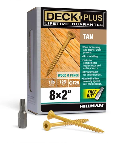 Vista 25 de Deck Plus Tornillos para valla y madera exterior con revestimiento epoxi de 2 pulgadas #8 x 2 Torx/Star Drive Incluido, rosca gruesa, tornillo Rojo