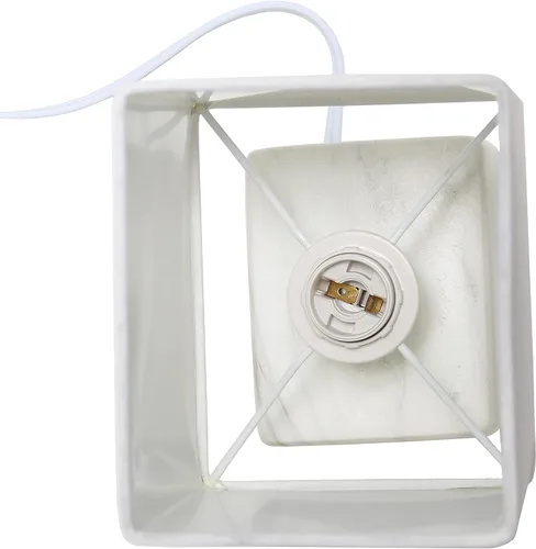 Vista 6 de Simple Designs LT2071-WOW - Mini lámpara de mesa pequeña de cerámica marmolada blanca con pantalla de tela blanca (paquete de 2)