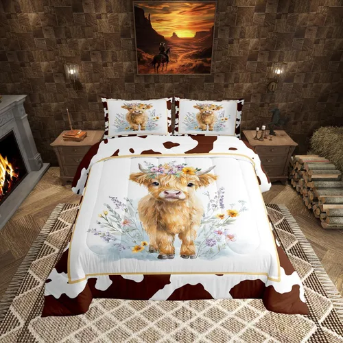 Vista 20 de Castle Fairy Daisy Florals Comforter Set Twin Size,Cartoon Wildflowers Breathable Bedding Set,Kids Adults Room Decor,Retro Country Style Microfiber