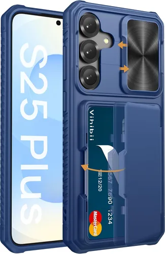 Vista 49 de Vihibii Funda para Samsung Galaxy S25 con tarjetero (4 tarjetas), [bloqueo RFID] y cubierta de cámara deslizante y protección contra caídas de grado