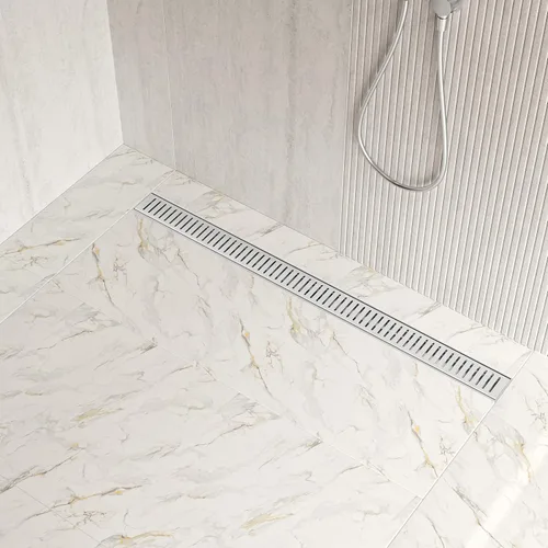 Vista 13 de Neodrain Drenaje lineal cepillado de ducha de 18 pulgadas, rejilla de patrón de cápsula extraíble, drenaje rectangular de baño de acero inoxidable