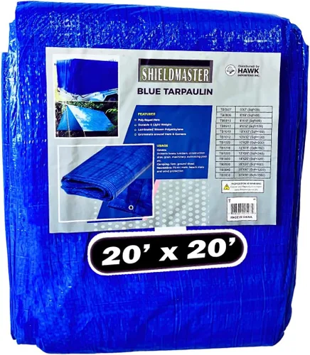 Vista 10 de SHIELDMASTER Cubierta de lona de polietileno azul de 5 x 7 pies 5 mil de grosor Lona 100% impermeable, resistente a los rayos UV, a prueba