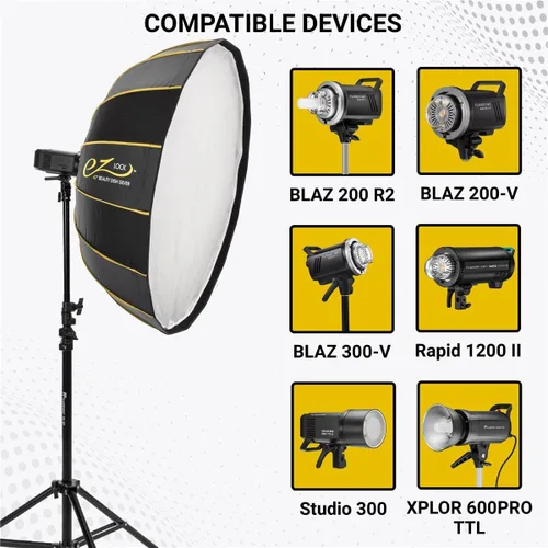 Vista 4 de Glow EZ Lock - Caja de luz plegable plateada de 42 pulgadas con anillo de velocidad y disco de desviación de montaje Bowens, caja suave de 16 diseño
