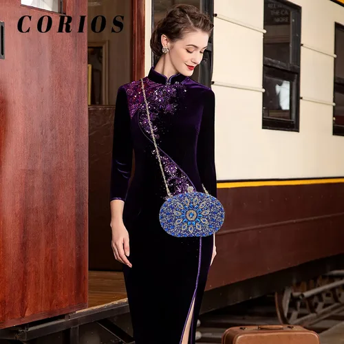 Vista 2 de Bolso de noche para mujer, bolso de mano con lentejuelas brillantes