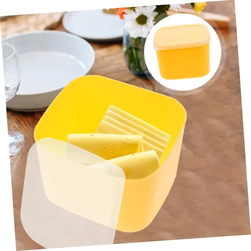 Vista 6 de CALLARON Mini recipiente de queso en rodajas para nevera, bloques de mantequilla, caja de almacenamiento de rebanadas de queso, plato de mantequilla