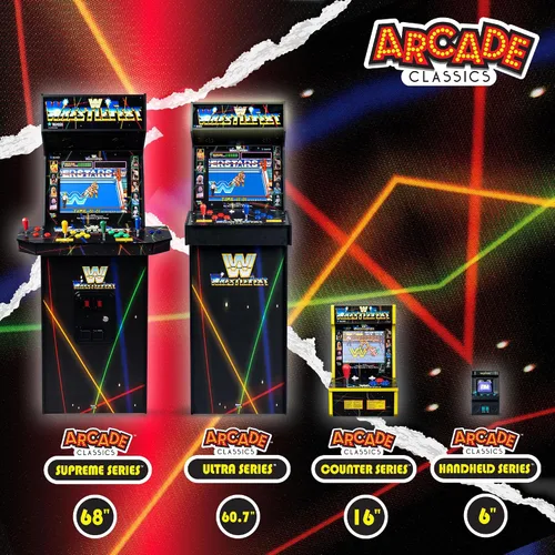 Vista 6 de Arcade Classics - WWE Counter Series Game Machine, 4 Games, 8" Liquid Crystal Screen - Mini Cabinet, Portable Gaming, Retro, Countertop Console