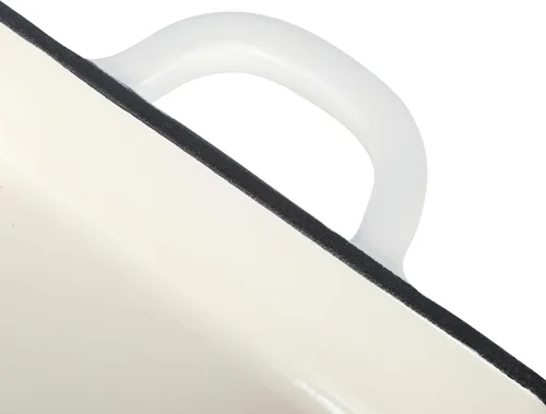 Vista 5 de Crock-Pot Artisan - Sartén de lasaña de hierro fundido esmaltado de 13 pulgadas, color blanco lino mate, utensilios duraderos aptos para horno