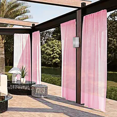 Vista 20 de SpaceDresser Cortinas traslúcidas impermeables para patio y exteriores – 2 paneles de cortina transparente con bolsillo para barra para sala