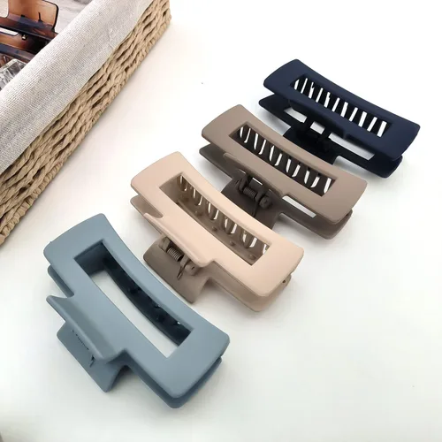 Vista 7 de Pinzas rectangulares para el cabello grandes, 4 pulgadas, cuadradas, transparentes, antideslizantes, clip de mandíbula grande, multicolor