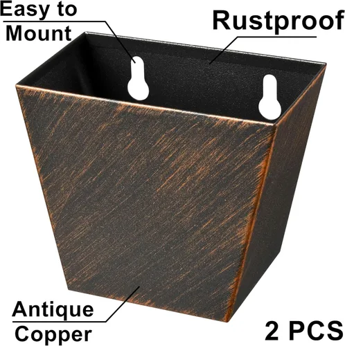 Vista 2 de Colector de tapa de botella de cerveza de cobre antiguo montado en la pared, cubo de acero inoxidable (paquete de 2)