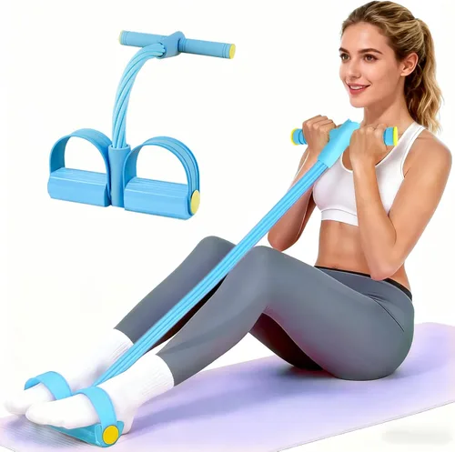 Pedal Resistance Bands with Handles, Upgrade 6-Tubes Manual Tension Training Pedal, Natural Rubber Foot Pedal Resistance Bands, Multifunction